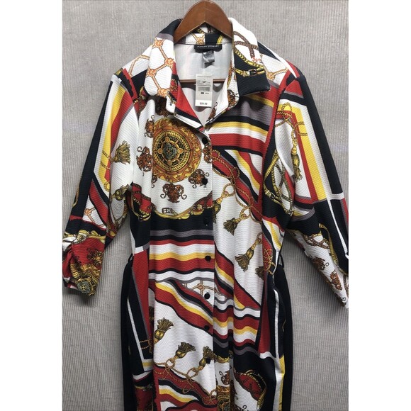 Ashley Stewart Dresses & Skirts - Ashley Stewart Dress Button Up Size 18/20 Belt Rope Medallion Design NWT